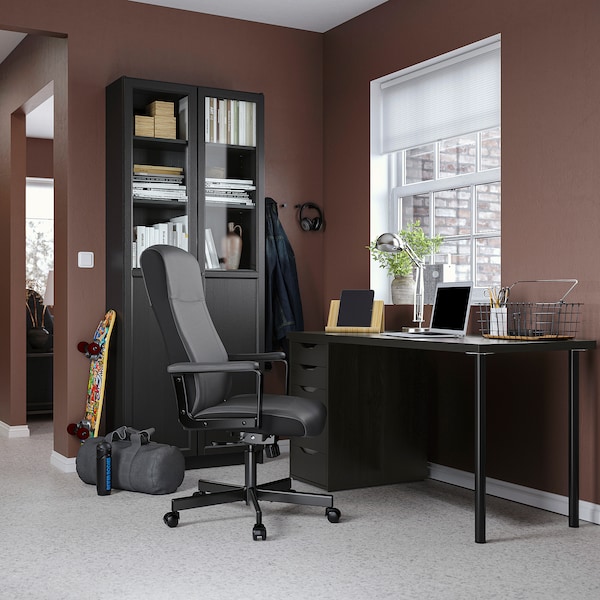 IKEA LAGKAPTEN / ALEX desk, 55 1/8x23 5/8 in Black / Brown, Ikea Ireland | 3481VMATY