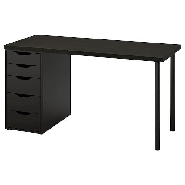 IKEA LAGKAPTEN / ALEX desk, 55 1/8x23 5/8 in Black / Brown, Ikea Ireland | 3481VMATY