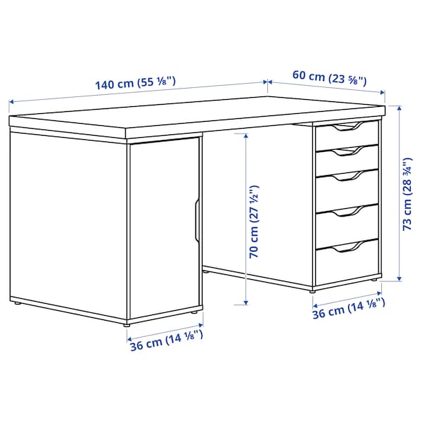 IKEA LAGKAPTEN / ALEX desk, 55 1/8x23 5/8 in White, Ikea Ireland | 4321OQWXZ