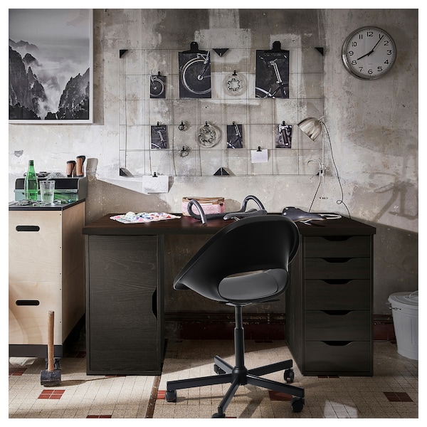 IKEA LAGKAPTEN / ALEX desk, 55 1/8x23 5/8 in Black / Brown / Black, Ikea Ireland | 8905WBTCJ