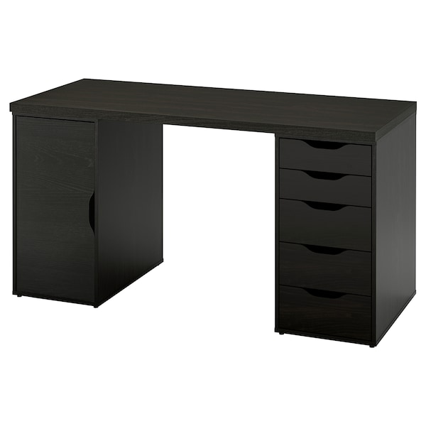 IKEA LAGKAPTEN / ALEX desk, 55 1/8x23 5/8 in Black / Brown / Black, Ikea Ireland | 8905WBTCJ