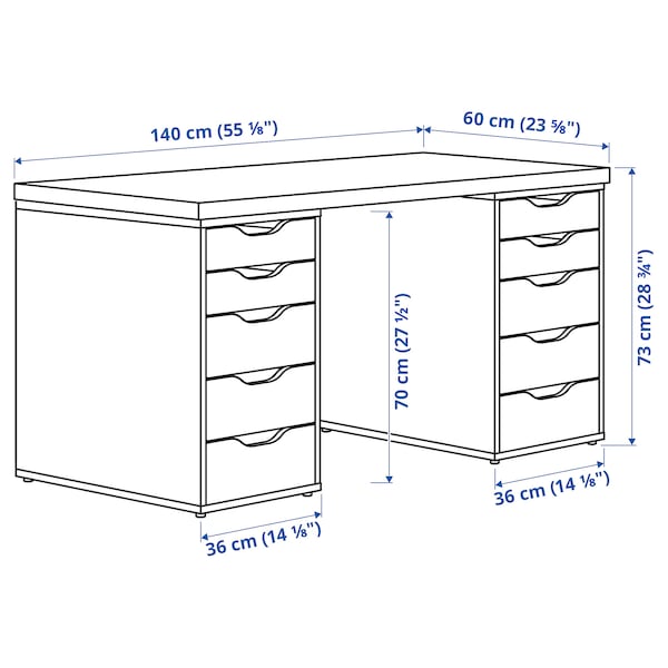 IKEA LAGKAPTEN / ALEX desk, 55 1/8x23 5/8 in White Anthracite / White, Ikea Ireland | 4371SJETY