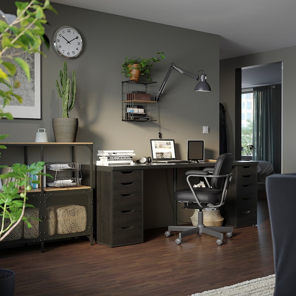 IKEA LAGKAPTEN / ALEX desk, 78 3/4x23 5/8 in Black / Brown / Black, Ikea Ireland | 2703FUJXH