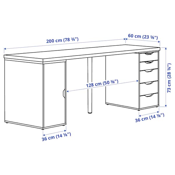 IKEA LAGKAPTEN / ALEX desk, 78 3/4x23 5/8 in Black / Brown / Black, Ikea Ireland | 6124DZGAU