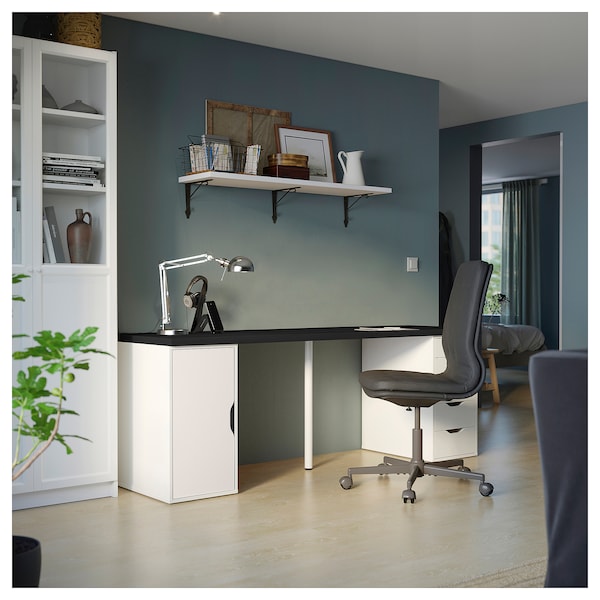 IKEA LAGKAPTEN / ALEX desk, 78 3/4x23 5/8 in Black / Brown / White, Ikea Ireland | 4128YHOMF