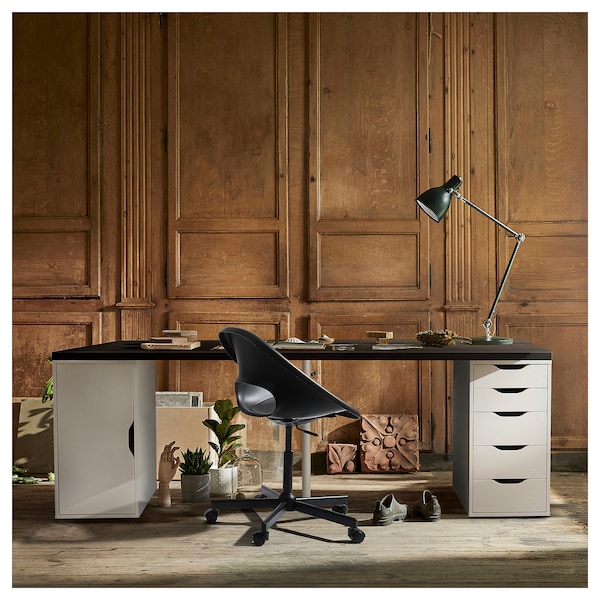 IKEA LAGKAPTEN / ALEX desk, 78 3/4x23 5/8 in Black / Brown / White, Ikea Ireland | 4128YHOMF