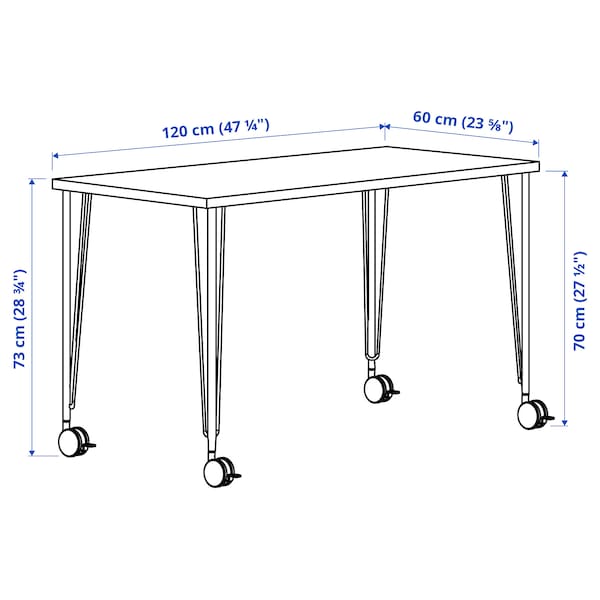 IKEA LAGKAPTEN / KRILLE desk, 47 1/4x23 5/8 in White / Black, Ikea Ireland | 6534AUQKB