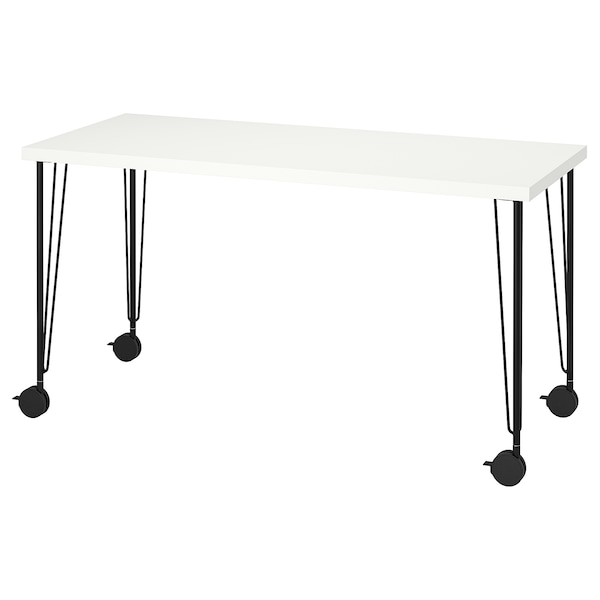 IKEA LAGKAPTEN / KRILLE desk, 55 1/8x23 5/8 in White / Black, Ikea Ireland | 9826MJNCH