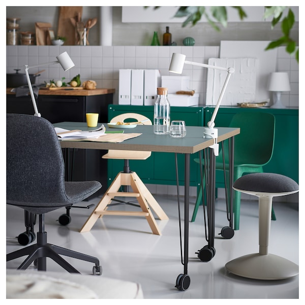 IKEA LAGKAPTEN / KRILLE desk, 55 1/8x23 5/8 in Gray / Turquoise / Black, Ikea Ireland | 3072NPYWQ