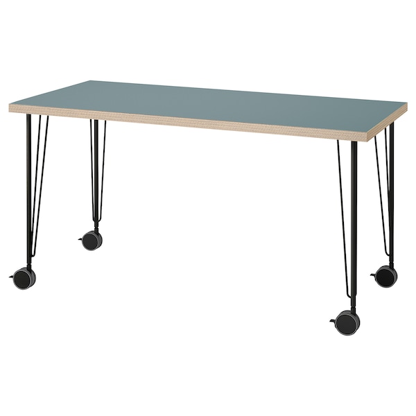 IKEA LAGKAPTEN / KRILLE desk, 55 1/8x23 5/8 in Gray / Turquoise / Black, Ikea Ireland | 3072NPYWQ