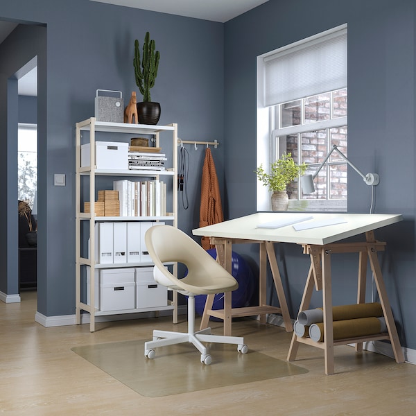 IKEA LAGKAPTEN / MITTBACK desk, 55 1/8x23 5/8 in White / Birch, Ikea Ireland | 2496OEBCW