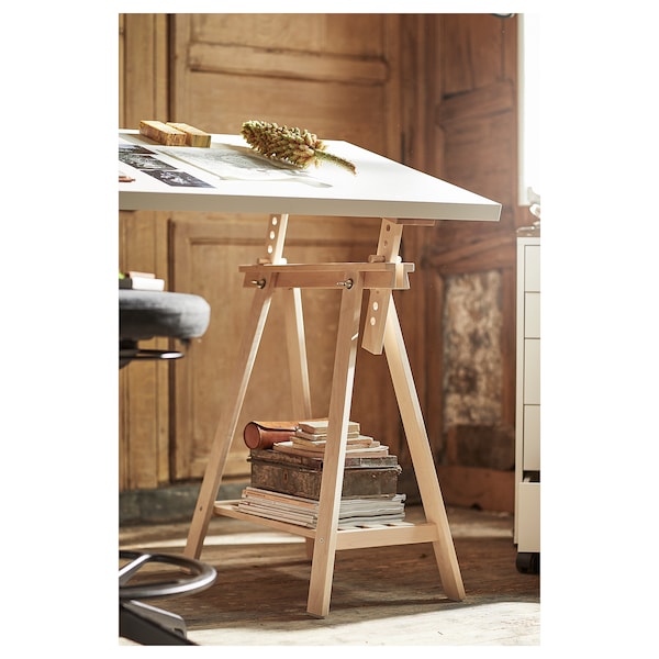 IKEA LAGKAPTEN / MITTBACK desk, 55 1/8x23 5/8 in White / Birch, Ikea Ireland | 2496OEBCW