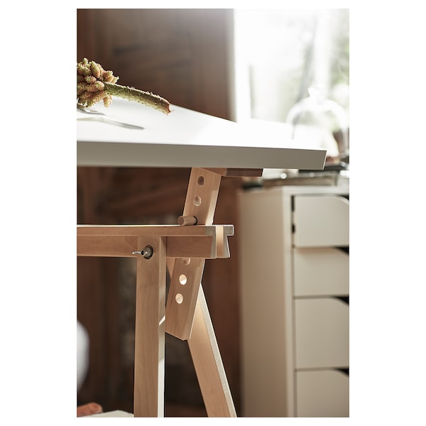 IKEA LAGKAPTEN / MITTBACK desk, 55 1/8x23 5/8 in White / Birch, Ikea Ireland | 2496OEBCW