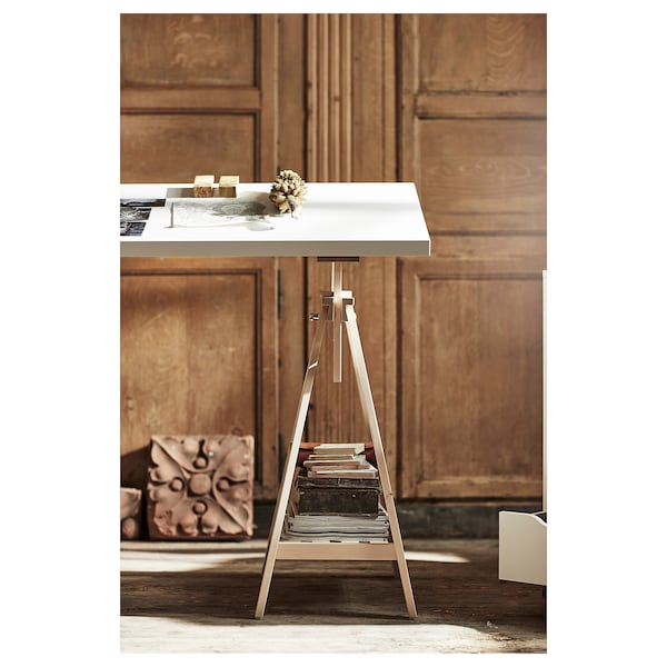 IKEA LAGKAPTEN / MITTBACK desk, 55 1/8x23 5/8 in White / Birch, Ikea Ireland | 2496OEBCW