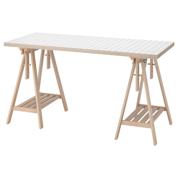 IKEA LAGKAPTEN / MITTBACK desk, 55 1/8x23 5/8 in White Anthracite / Birch, Ikea Ireland | 0471MCBRY