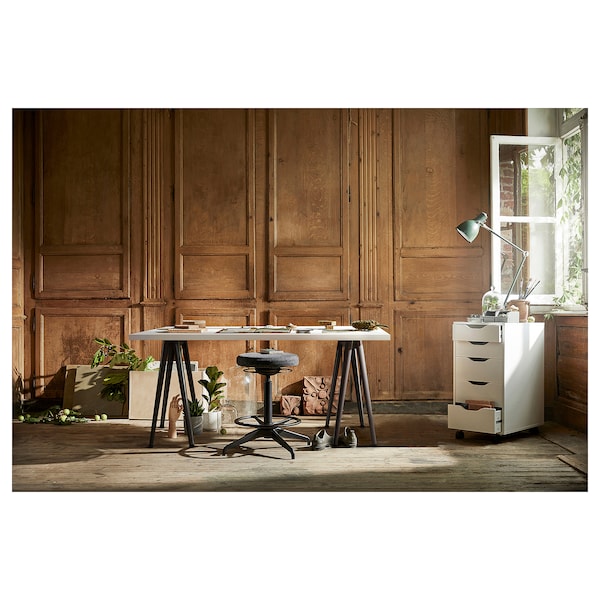 IKEA LAGKAPTEN / NÄRSPEL desk, 55 1/8x23 5/8 in White / Dark Gray, Ikea Ireland | 7295QZGCJ