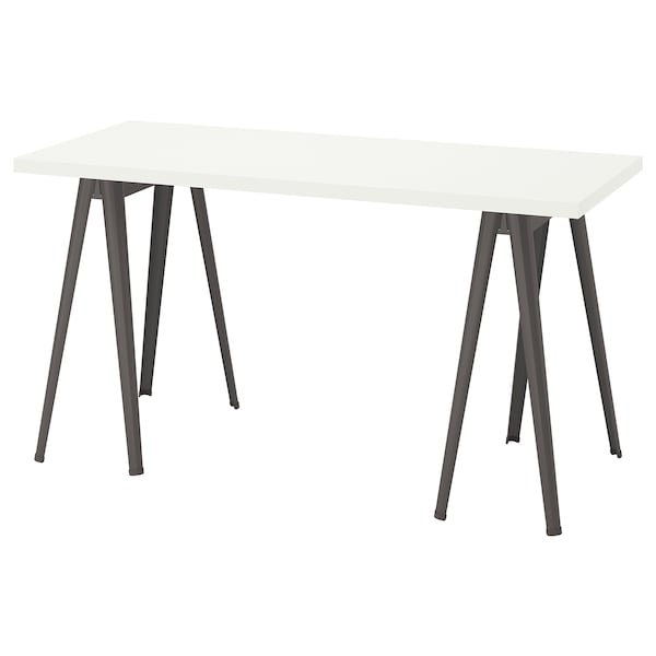 IKEA LAGKAPTEN / NÄRSPEL desk, 55 1/8x23 5/8 in White / Dark Gray, Ikea Ireland | 7295QZGCJ