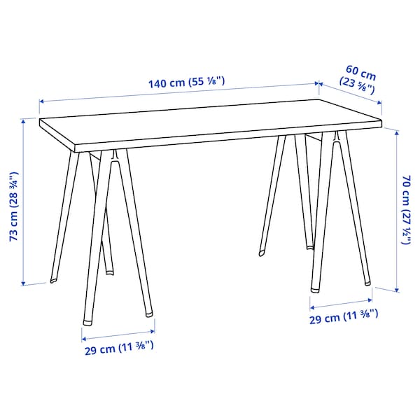 IKEA LAGKAPTEN / NÄRSPEL desk, 55 1/8x23 5/8 in White Anthracite / Dark Gray, Ikea Ireland | 8502DGBEZ