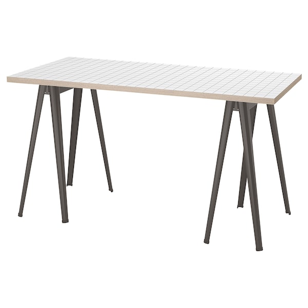 IKEA LAGKAPTEN / NÄRSPEL desk, 55 1/8x23 5/8 in White Anthracite / Dark Gray, Ikea Ireland | 8502DGBEZ