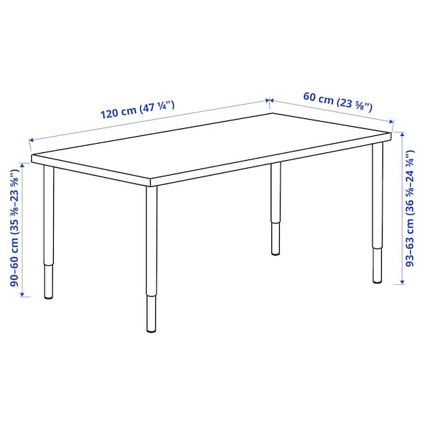IKEA LAGKAPTEN / OLOV desk, 47 1/4x23 5/8 in White / Black, Ikea Ireland | 4793UFQNO