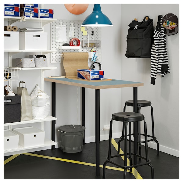 IKEA LAGKAPTEN / OLOV desk, 47 1/4x23 5/8 in Gray / Turquoise / Black, Ikea Ireland | 2934EVHSB
