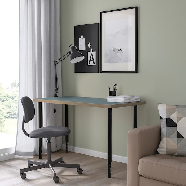 IKEA LAGKAPTEN / OLOV desk, 47 1/4x23 5/8 in Gray / Turquoise / Black, Ikea Ireland | 2934EVHSB
