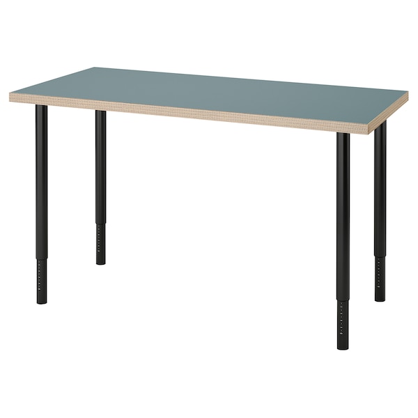 IKEA LAGKAPTEN / OLOV desk, 47 1/4x23 5/8 in Gray / Turquoise / Black, Ikea Ireland | 2934EVHSB