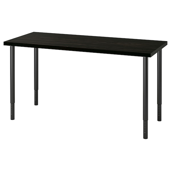 IKEA LAGKAPTEN / OLOV desk, 55 1/8x23 5/8 in Black / Brown / Black, Ikea Ireland | 2956FNVHP