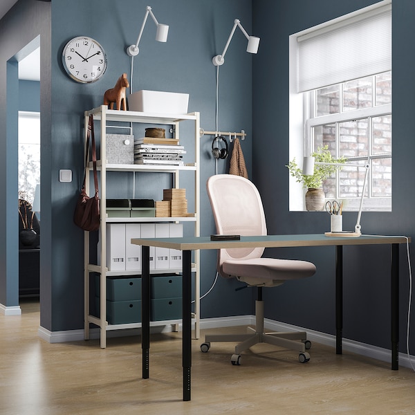 IKEA LAGKAPTEN / OLOV desk, 55 1/8x23 5/8 in Gray / Turquoise / Black, Ikea Ireland | 2493ISTQJ