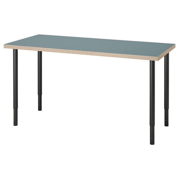 IKEA LAGKAPTEN / OLOV desk, 55 1/8x23 5/8 in Gray / Turquoise / Black, Ikea Ireland | 2493ISTQJ