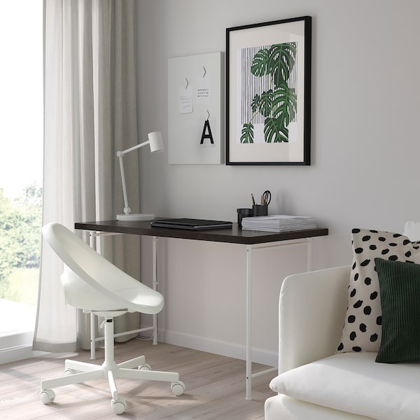 IKEA LAGKAPTEN / SPÄND desk, 47 1/4x23 5/8 in Black / Brown / White, Ikea Ireland | 6529WFVDK