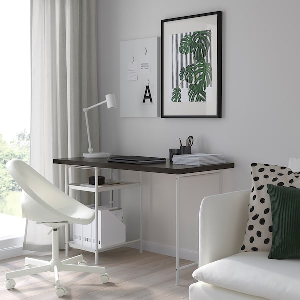 IKEA LAGKAPTEN / SPÄND desk, 47 1/4x23 5/8 in Black / Brown / White, Ikea Ireland | 7130EOGPJ