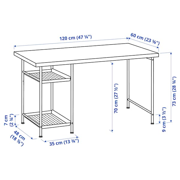 IKEA LAGKAPTEN / SPÄND desk, 47 1/4x23 5/8 in Black / Brown / White, Ikea Ireland | 7130EOGPJ