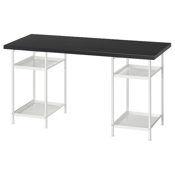 IKEA LAGKAPTEN / SPÄND desk, 55 1/8x23 5/8 in Black / Brown / White, Ikea Ireland | 3807JIXVK