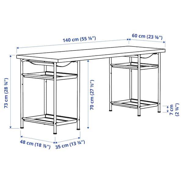 IKEA LAGKAPTEN / SPÄND desk, 55 1/8x23 5/8 in White / Anthracite, Ikea Ireland | 5937HOUXK