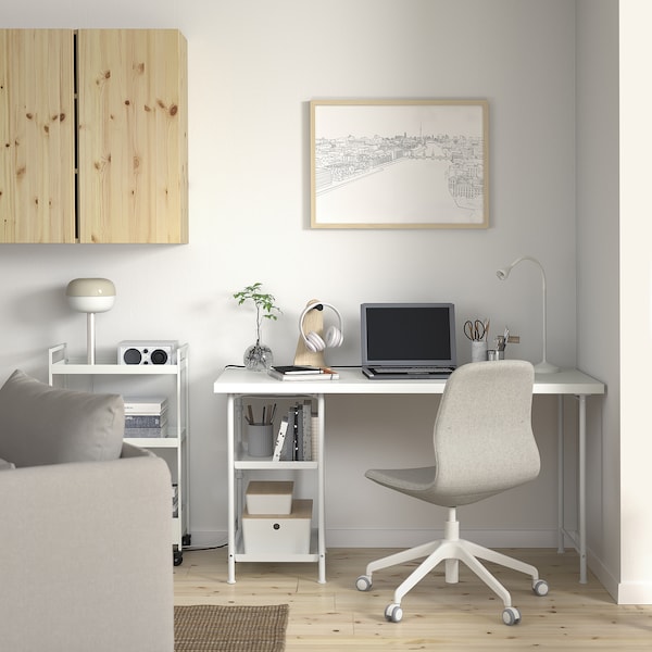 IKEA LAGKAPTEN / SPÄND desk, 55 1/8x23 5/8 in White, Ikea Ireland | 5638PRWIH