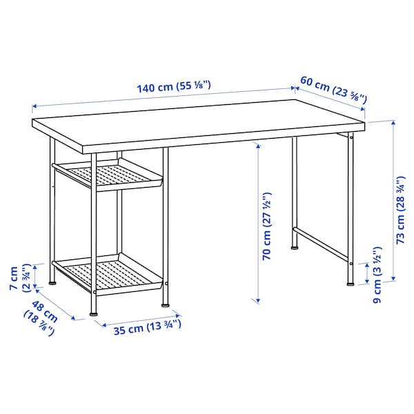 IKEA LAGKAPTEN / SPÄND desk, 55 1/8x23 5/8 in White, Ikea Ireland | 5638PRWIH