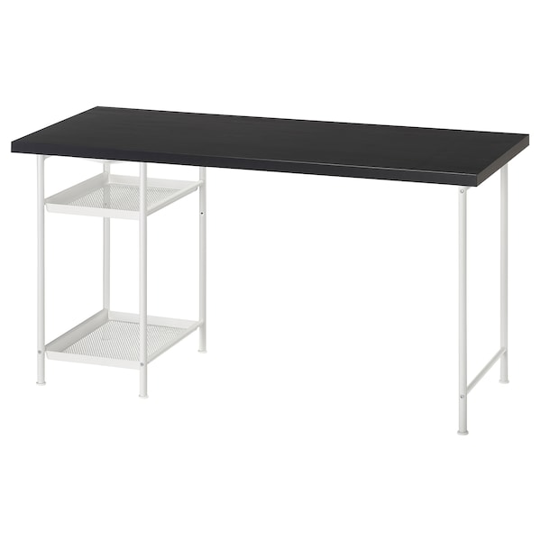 IKEA LAGKAPTEN / SPÄND desk, 55 1/8x23 5/8 in Black / Brown / White, Ikea Ireland | 8059ONHYJ