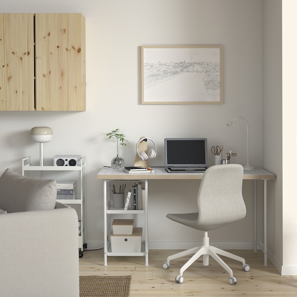 IKEA LAGKAPTEN / SPÄND desk, 55 1/8x23 5/8 in White / Anthracite, Ikea Ireland | 9162DPXLF