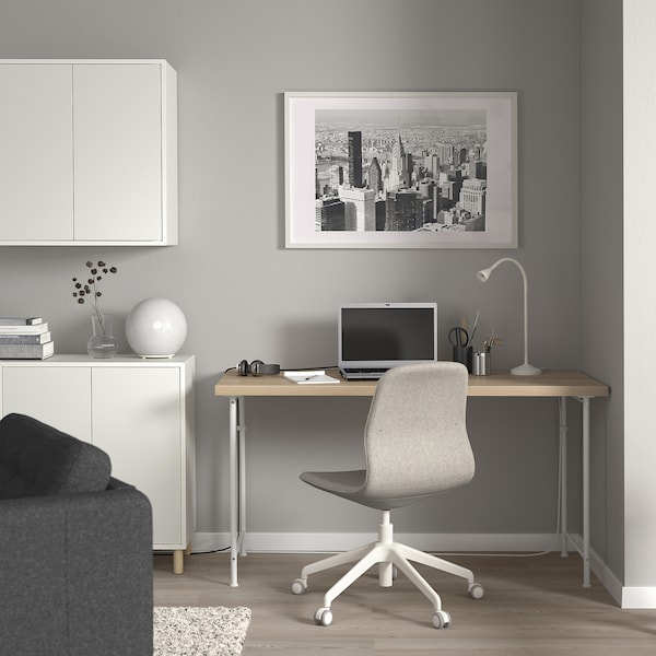 IKEA LAGKAPTEN / SPÄND desk, 55 1/8x23 5/8 in White, Ikea Ireland | 9876XLAHE