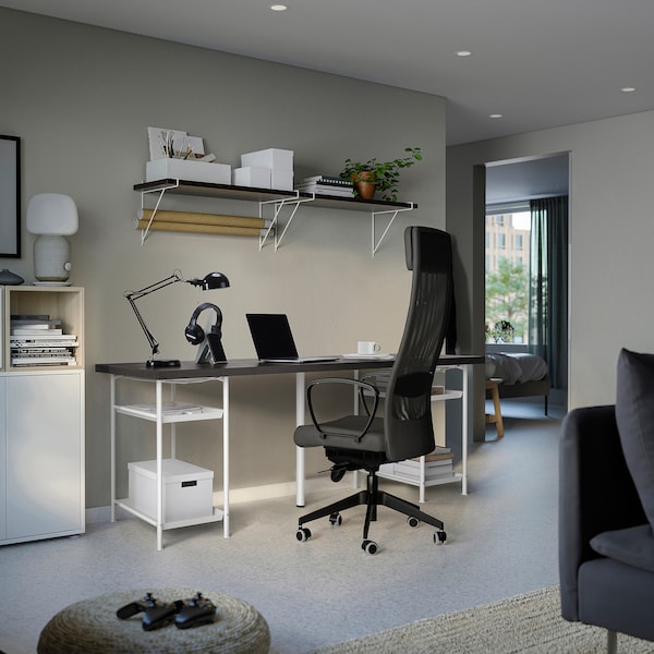 IKEA LAGKAPTEN / SPÄND desk, 78 3/4x23 5/8 in Black / Brown / White, Ikea Ireland | 9061PXIQG