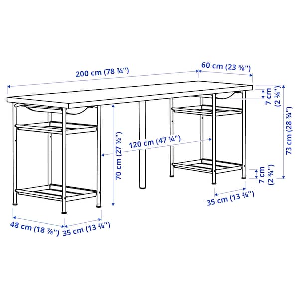 IKEA LAGKAPTEN / SPÄND desk, 78 3/4x23 5/8 in White, Ikea Ireland | 3194RKJIE
