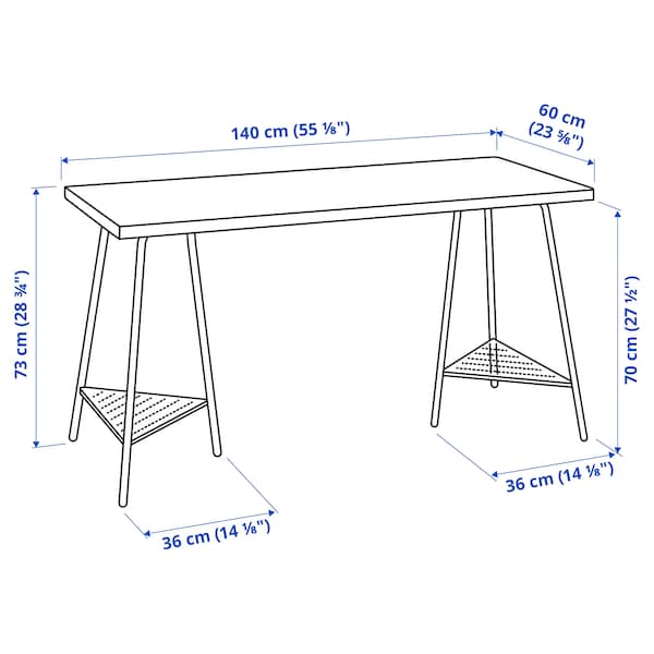 IKEA LAGKAPTEN / TILLSLAG desk, 55 1/8x23 5/8 in White Anthracite / White, Ikea Ireland | 5102LGTIQ