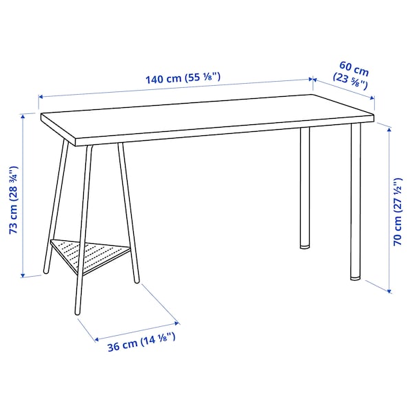 IKEA LAGKAPTEN / TILLSLAG desk, 55 1/8x23 5/8 in White, Ikea Ireland | 3127YZQBO