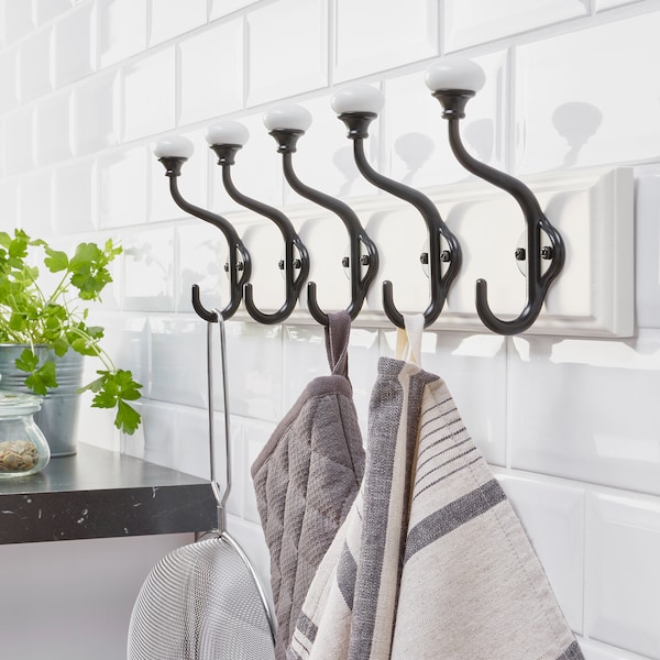 IKEA LANDKRABBA rack with 5 hooks, white, 19 ¾ in, Ikea Ireland | 5108HDTNG
