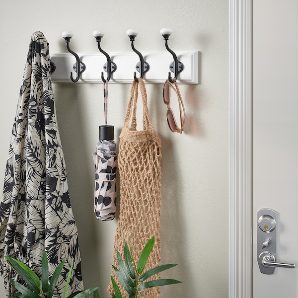 IKEA LANDKRABBA rack with 5 hooks, white, 19 ¾ in, Ikea Ireland | 5108HDTNG