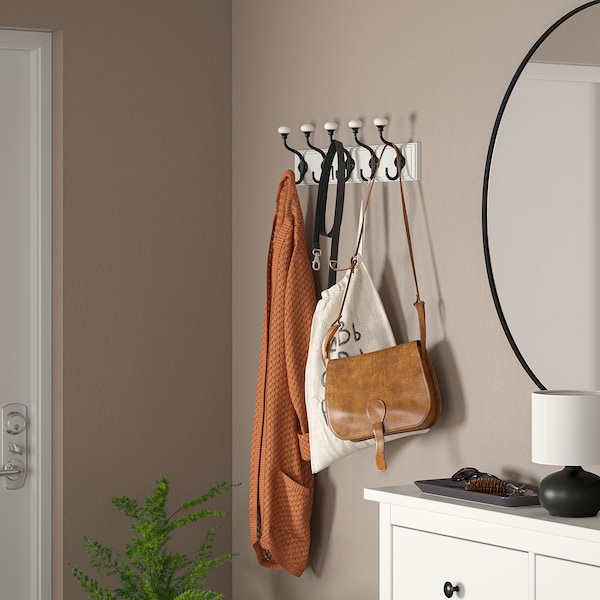 IKEA LANDKRABBA rack with 5 hooks, white, 19 ¾ in, Ikea Ireland | 5108HDTNG