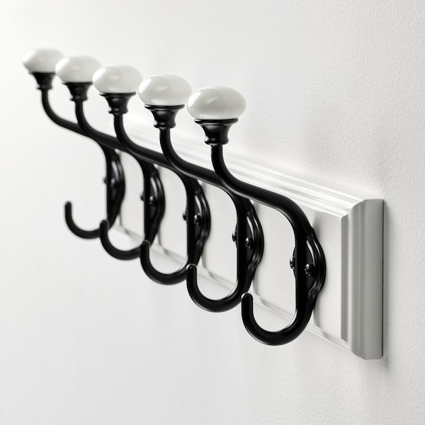 IKEA LANDKRABBA rack with 5 hooks, white, 19 ¾ in, Ikea Ireland | 5108HDTNG
