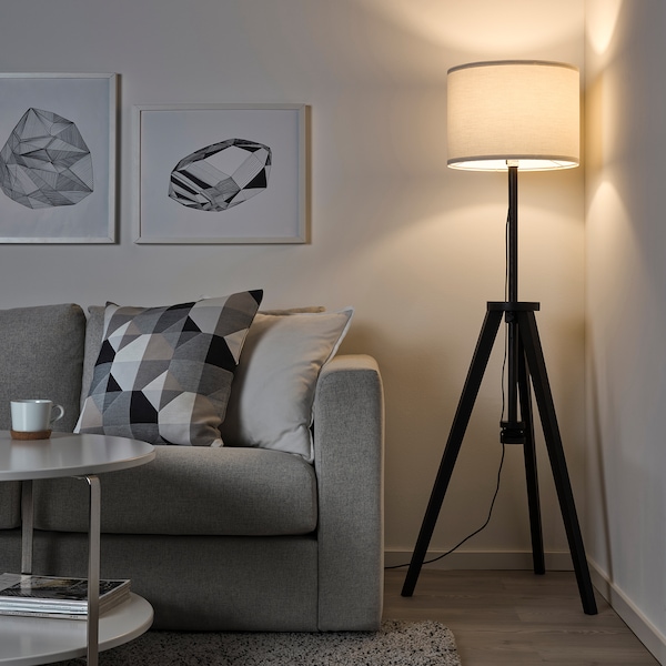 IKEA LAUTERS Floor lamp with LED bulb, brown ash White, Ikea Ireland | 7516GJMOF