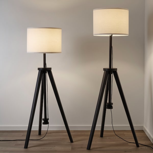 IKEA LAUTERS Floor lamp with LED bulb, brown ash White, Ikea Ireland | 7516GJMOF